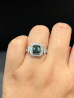 Natural Indicolite Blue Tourmaline 2.20ct Unisex Ring Set With Natural Diamonds In 18K White Gold Singapore Gemstone Fine Jewellery