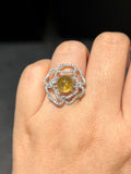 Natural Chrysoberyl Cat's Eye 3.80ct Ring Set With Natural Diamonds In 18K White Gold Singapore Gemstone Fine Jewellery