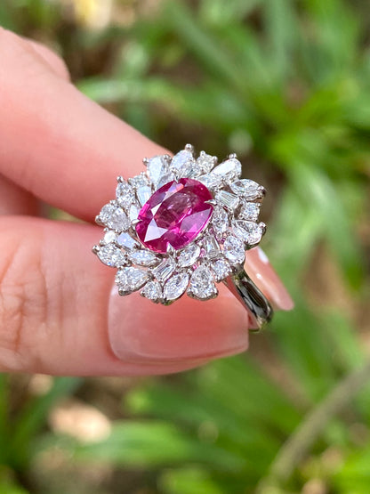 Natural Purplish Red Ruby 2.10ct Ring