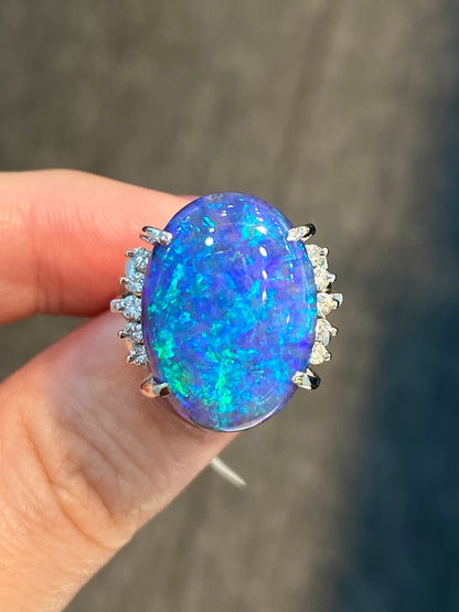 Natural Australian Black Opal 9.80ct Ring