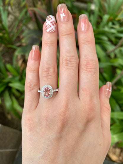 Natural Unheated Padparadscha Sapphire 1.02ct Ring