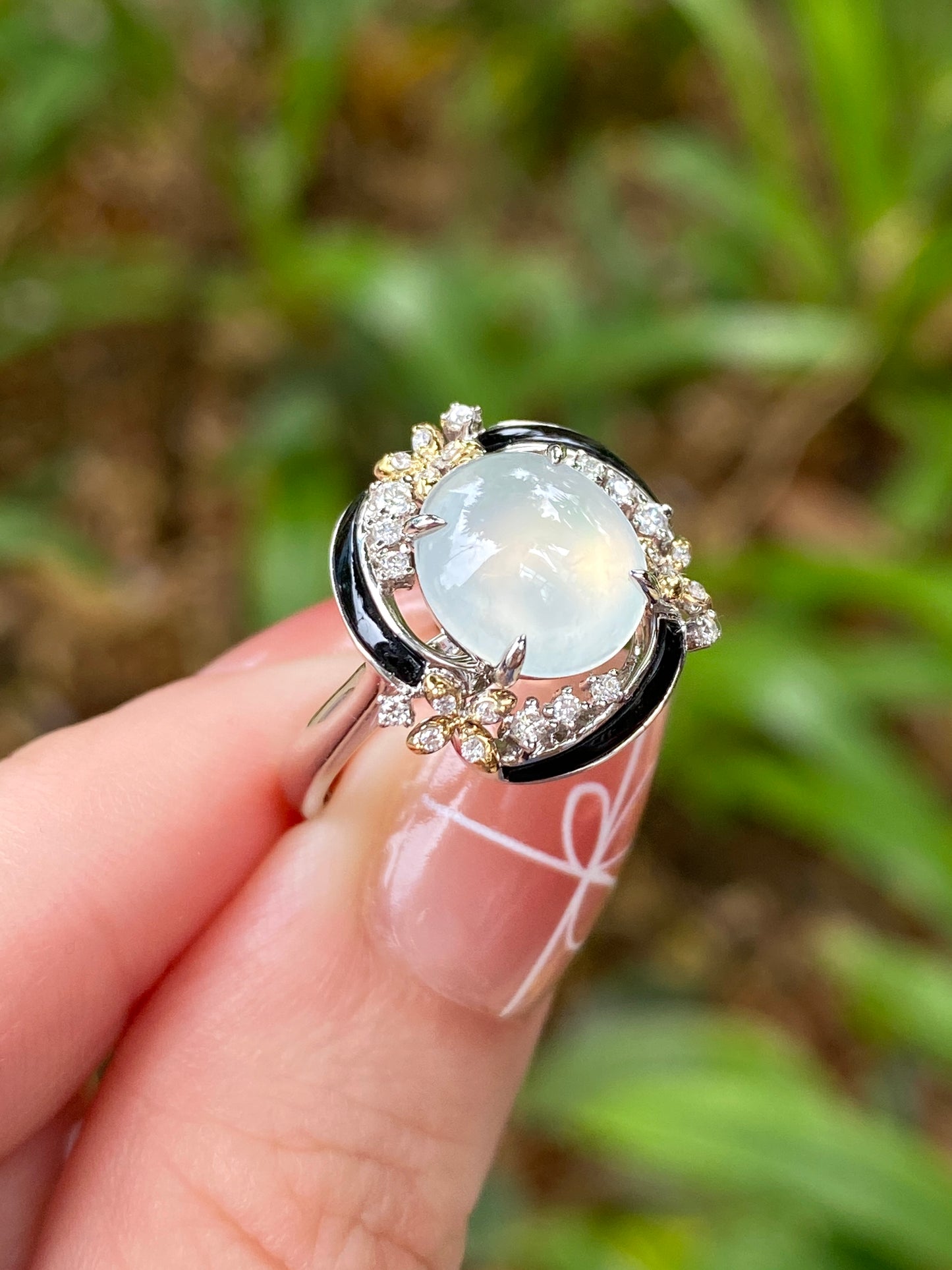 Natural Type A Icy Jadeite Ring