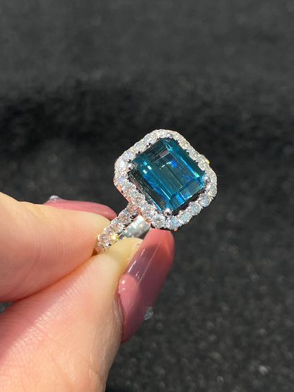 Natural Indicolite Blue Tourmaline 2.16ct Ring