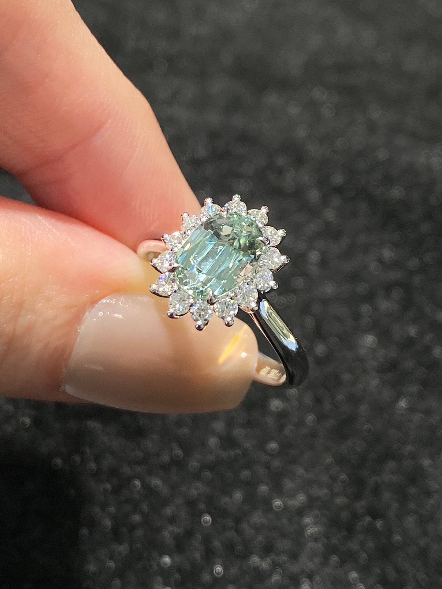 Natural Bluish Green Sapphire Ring 2.01ct