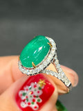 Natural Colombian Emerald 2.45ct Ring Set With Natural Diamonds In 18K White Gold Singapore Gemstone Fine Jewelry