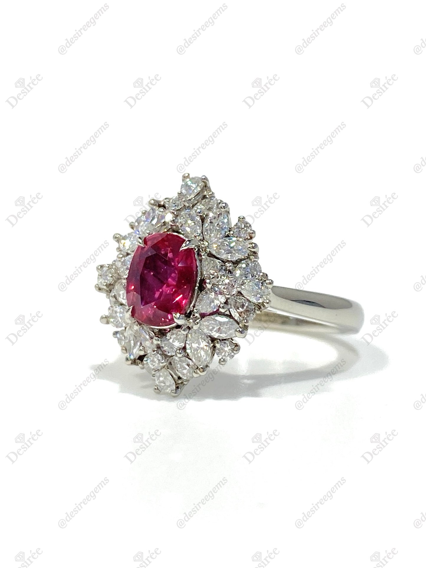 Natural Unheated Vivid Red Ruby 1.49ct Ring