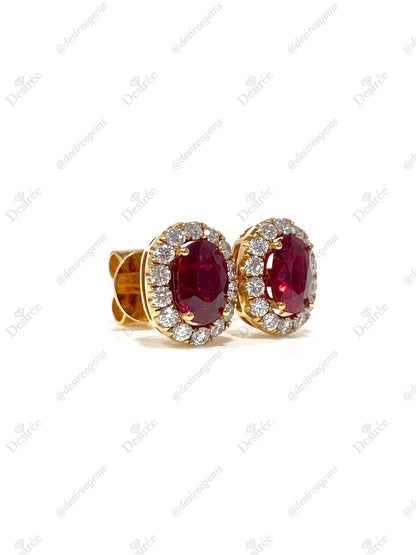 Natural Unheated Ruby 1.50ct Earrings