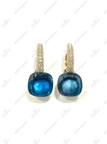 Natural Blue Topaz 12.85ct Earrings