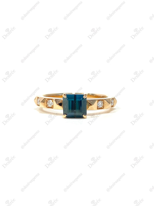 Natural Indicolite Blue Tourmaline 1.25ct Ring