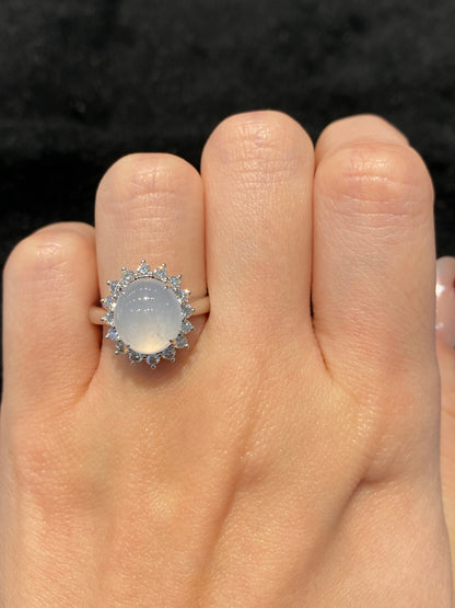 Natural Type A Icy Jadeite Ring