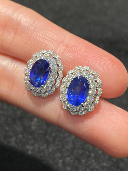 Natural Blue Sapphire 3.82ct Earrings