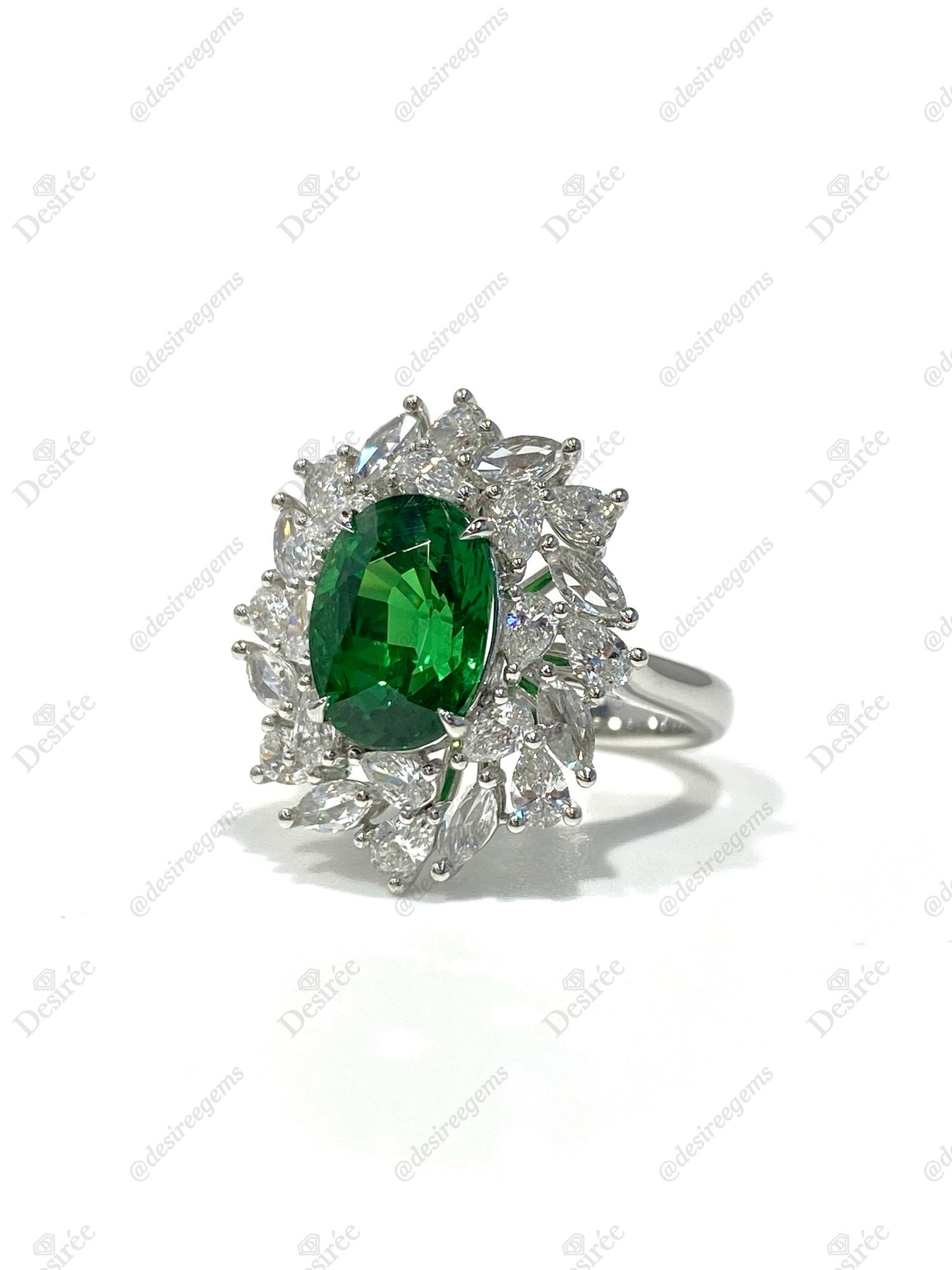 Natural Green Garnet 4.08ct Ring