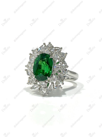 Natural Green Garnet 4.08ct Ring
