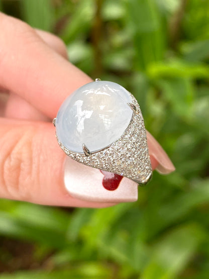 Natural Type A Icy Jadeite Ring