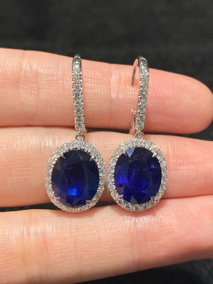 Natural Royal Blue Sapphire 8.84ct Earrings