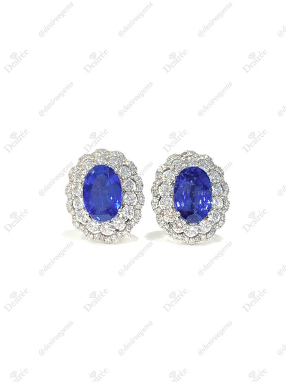 Natural Blue Sapphire 3.82ct Earrings