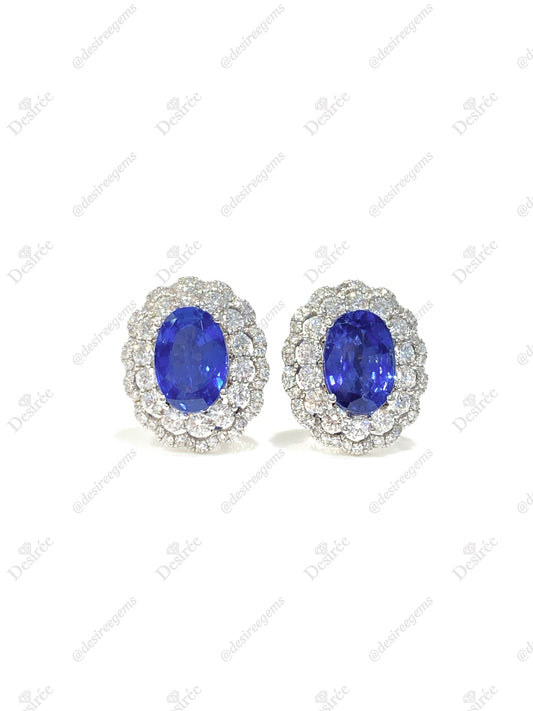 Natural Blue Sapphire 3.82ct Earrings