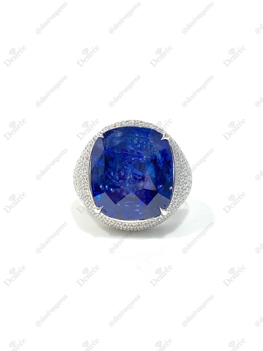 Natural Royal Blue Sapphire 18.28ct Ring