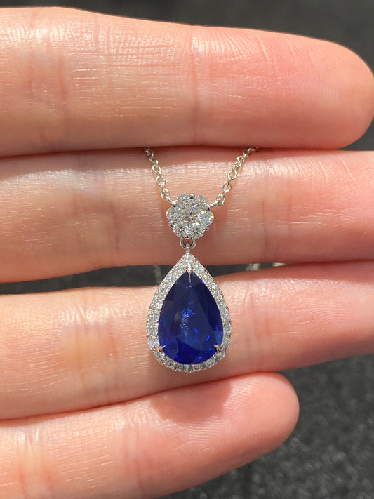 Natural Blue Sapphire Necklace 3.82ct