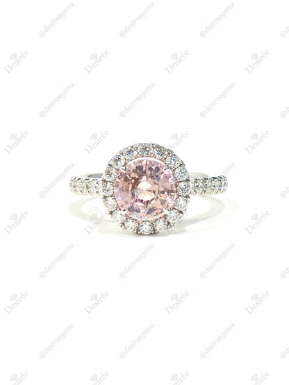 Natural Unheated Peach Sapphire 1.38ct Ring