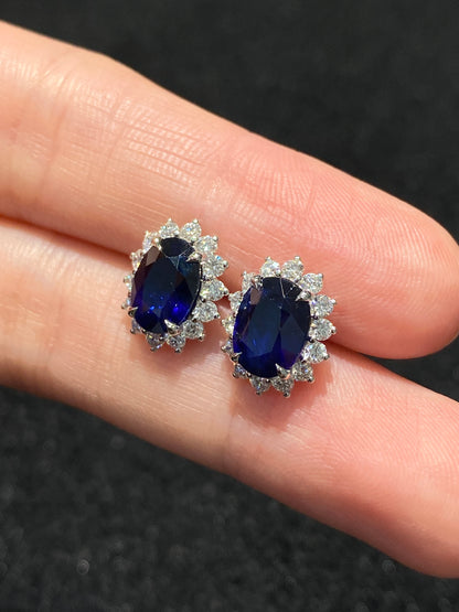 Natural Blue Sapphire 3.69ct Earrings