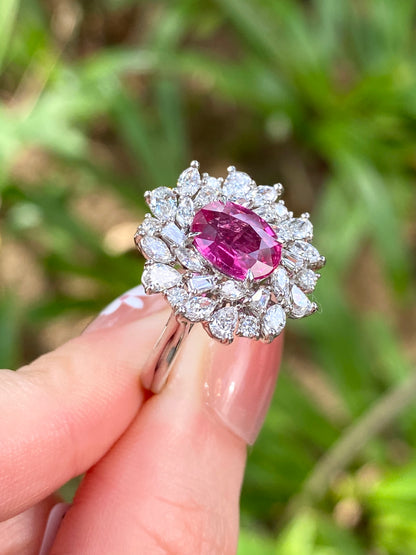 Natural Purplish Red Ruby 2.10ct Ring