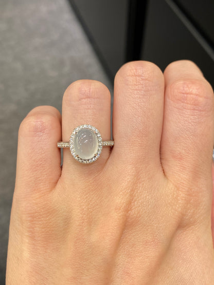 Natural Type A Icy Jadeite Ring