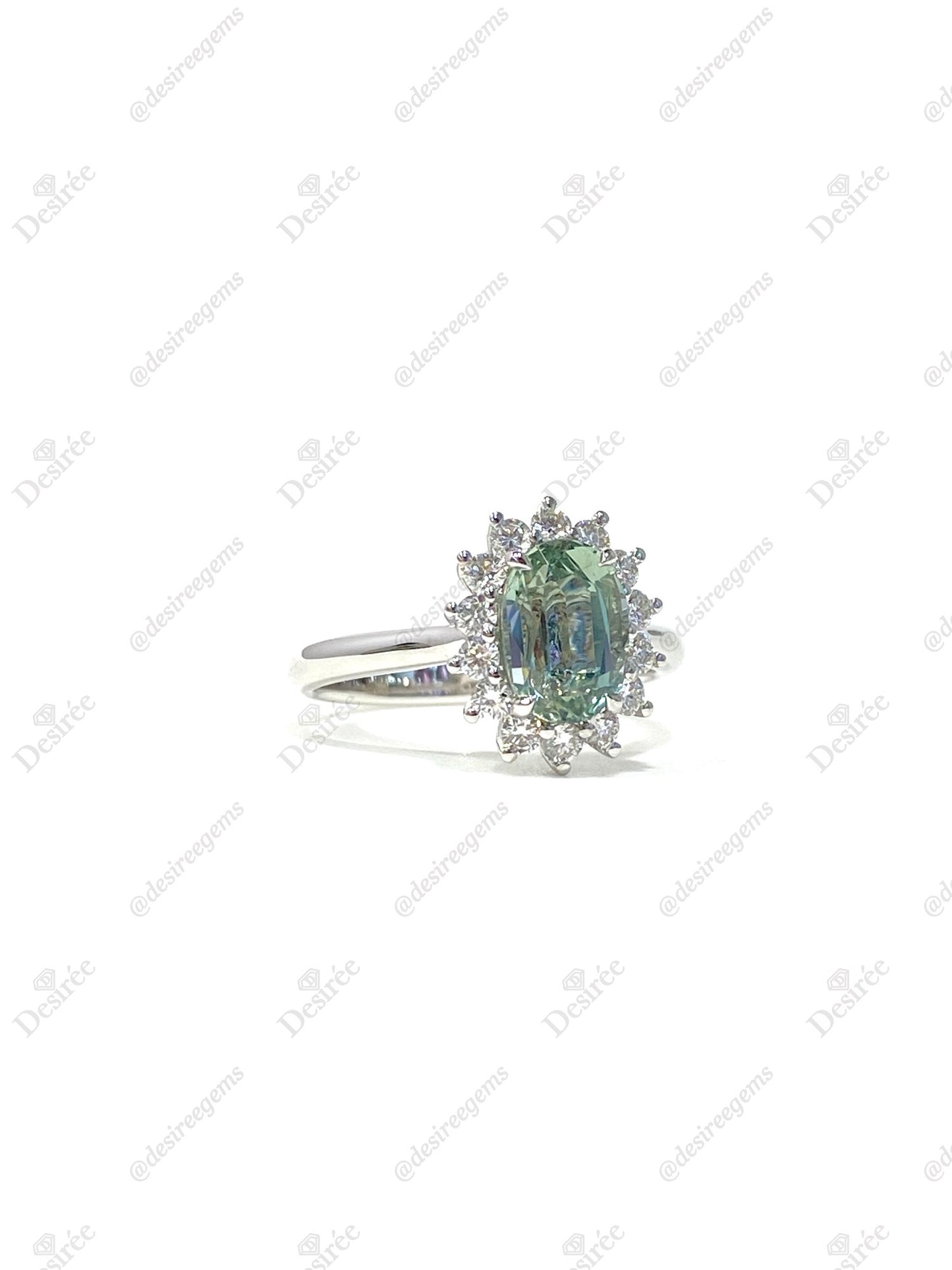 Natural Bluish Green Sapphire Ring 2.01ct
