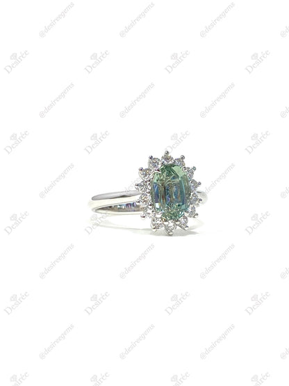 Natural Bluish Green Sapphire Ring 2.01ct