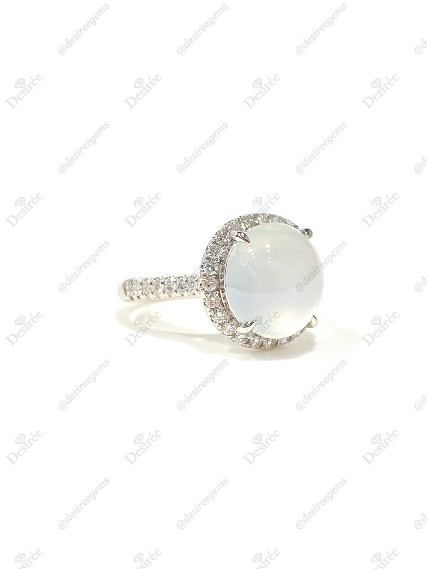 Natural Type A Icy Jadeite Ring