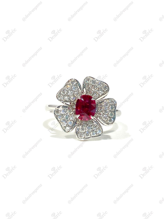 Natural Unheated Ruby 0.73ct Ring