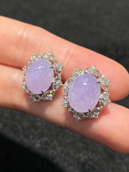 Natural Type A Lavender Jadeite Earrings