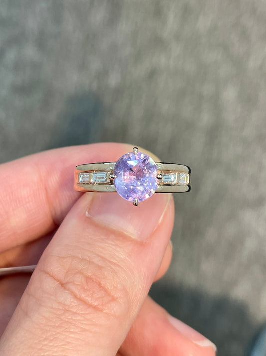 Natural Pink Sapphire 1.75ct Ring set with natural diamonds in 18k Rose Gold Gemstone Jewellery