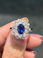 Natural Blue Sapphire 2.25ct Ring Set With Natural Diamond In 18K White Gold Singapore Gemstone Fine Jewellery