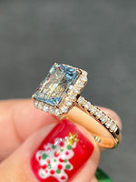 Natural Aquamarine 2.12ct Ring Set With Natural Diamonds In 18K Rose Gold Singapore Gemstone Fine Jewellery