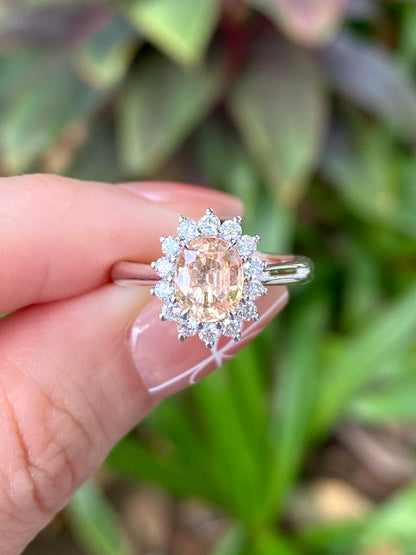 Natural Unheated Padparadscha Sapphire 1.32ct Ring