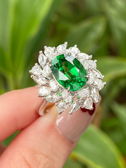 Natural Green Garnet 4.08ct Ring