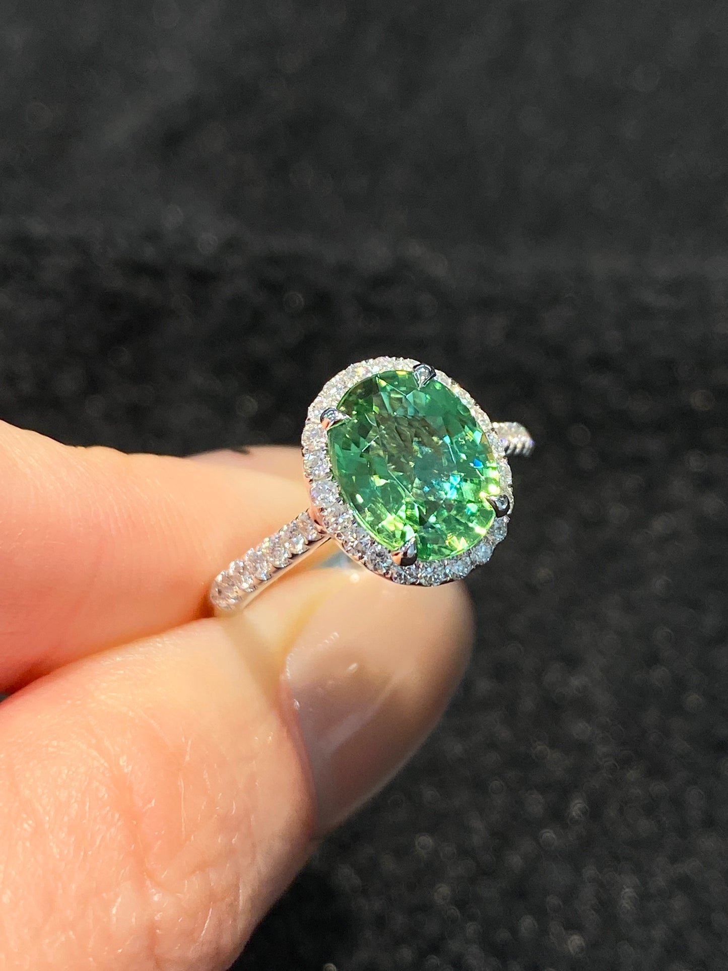 Natural Yellowish Green Chrome Tourmaline 2.32ct Ring