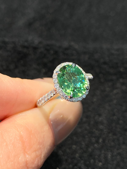 Natural Yellowish Green Chrome Tourmaline 2.32ct Ring