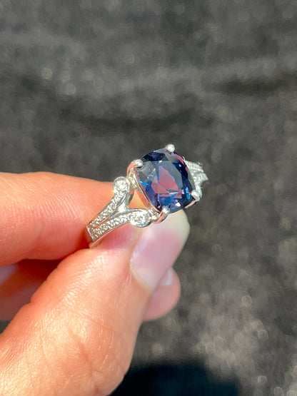 Natural Color Change Sapphire 3.76ct Ring