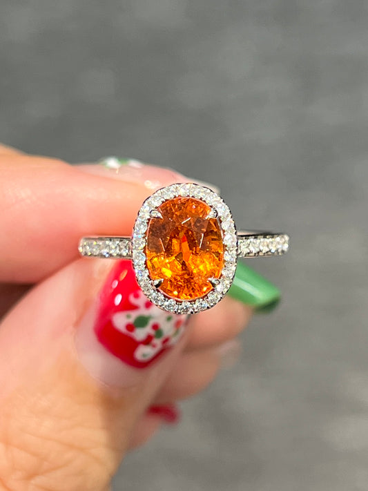 Natural Mandarin Garnet 3.01ct Ring