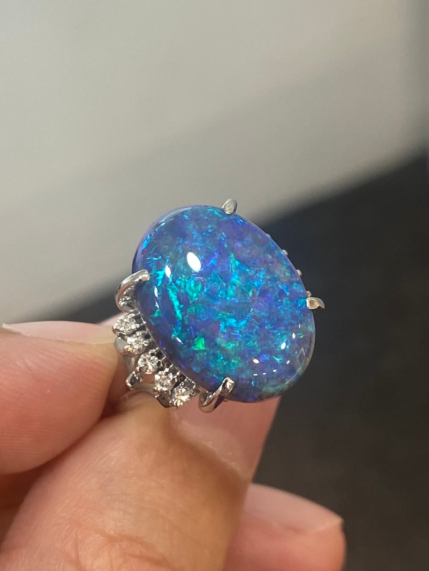 Natural Australian Black Opal 9.80ct Ring