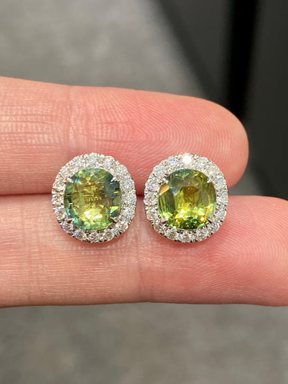 Natural Unheated Yellowish Green Sapphire Ring 4.50ct