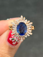 Natural Blue Sapphire 2ct Ring Set With Natural Diamond In 18K Rose Gold Gemstone Fine Jewellery Singapore