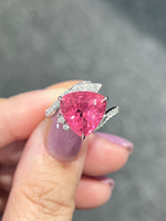 Natural Pink Tourmaline 5.52ct Set With Natural Diamonds In 18K White Gold Ring Gemstone Fine Jewelry Singapore