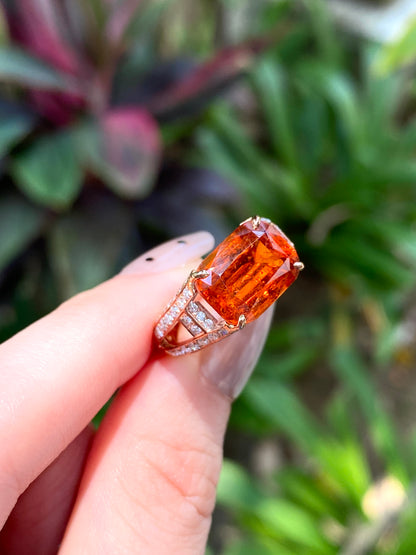 Natural Mandarin Garnet 6.07ct Ring