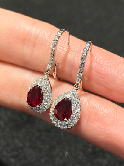 Natural Unheated Ruby 2.33ct Earrings