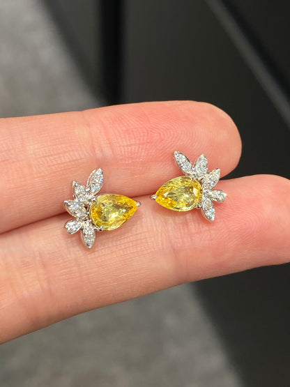 Natural Yellow Sapphire 1.41ct Earrings