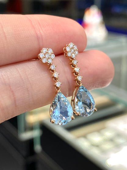 Natural Aquamarine Earrings 2.98ct