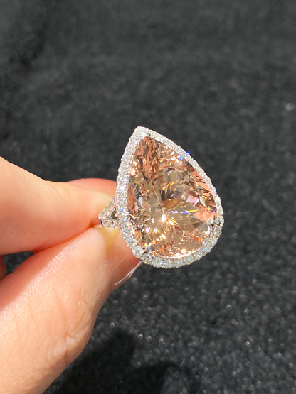 Natural Morganite 13.56ct Ring